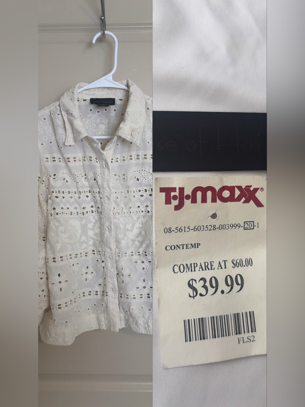 New• Eyelet Embroidered Button-Front Women's Top - Cream